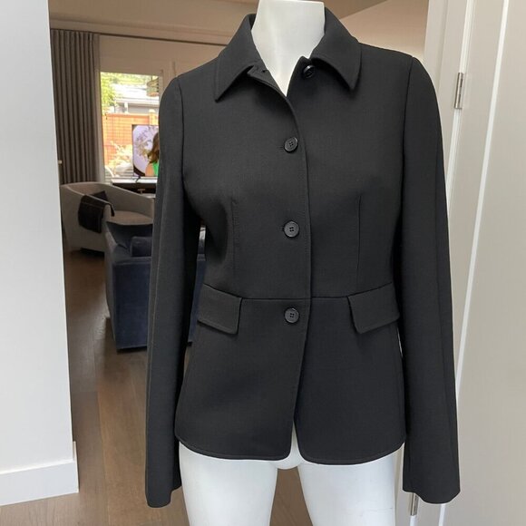 Hugo Boss Jarera 4 Button Bal Colla Poly Wool Blend Lined Blazer Black Sz 6 NWOT - Picture 2 of 10